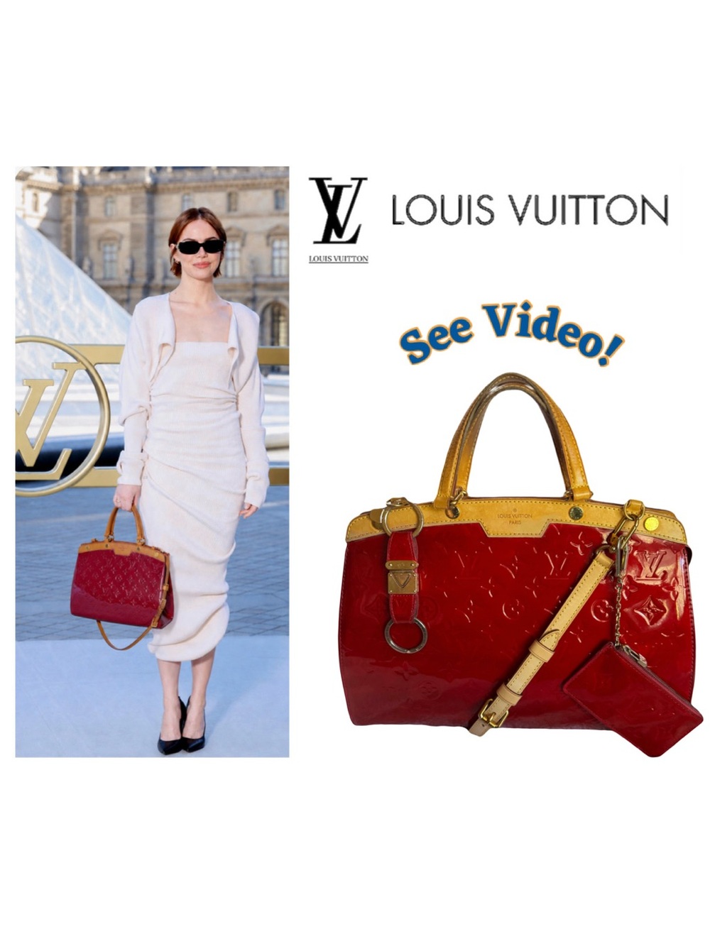 🌺🌺 Louis Vuitton LV Monogram Vernis Brea MM + keychain wallet Indian Rose w/COA🌺